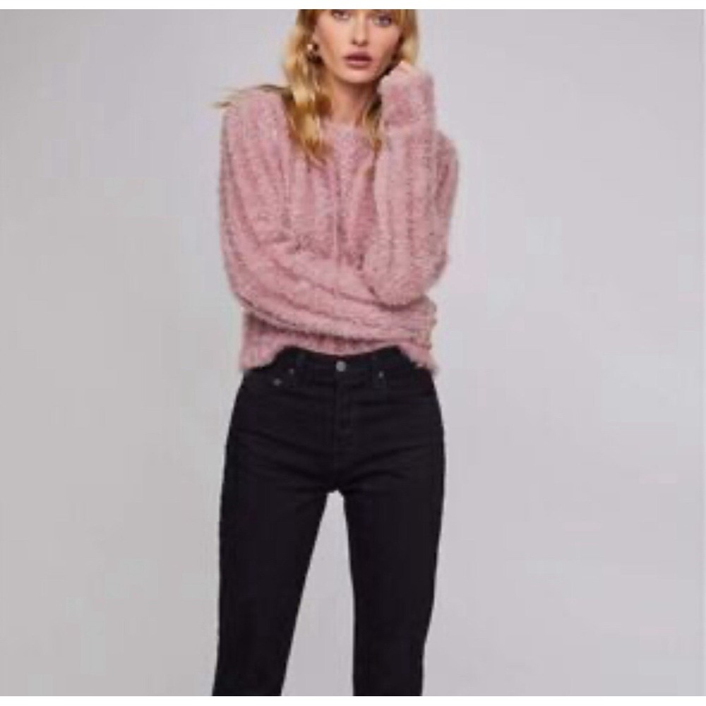 ASTR The Label Sweater Women Small Pink Eyelash Knit Fuzzy Soft Girl Balletcore